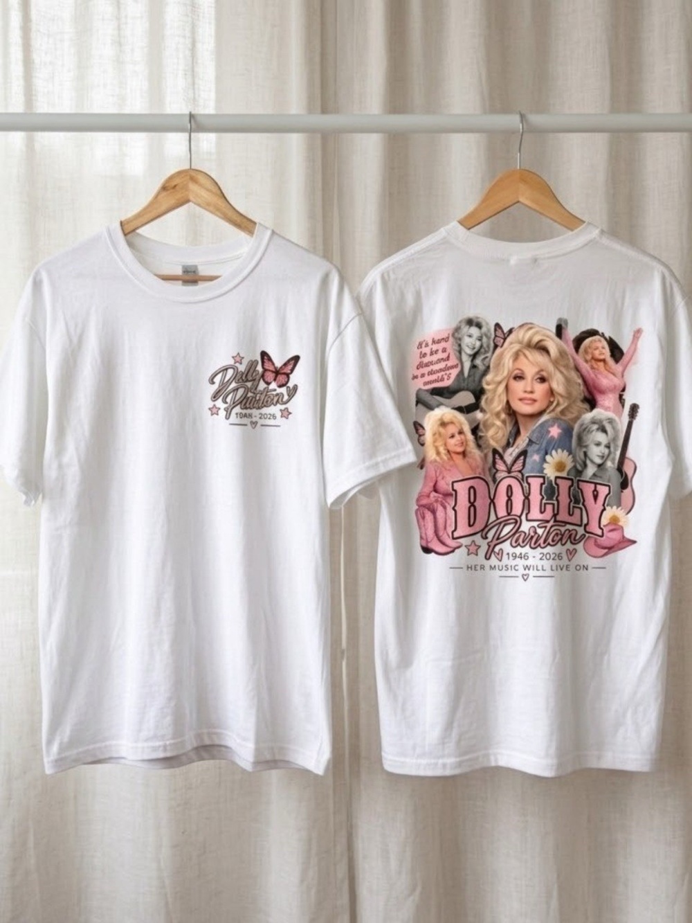 White Dolly Parton Memorial Graphic T-Shirt